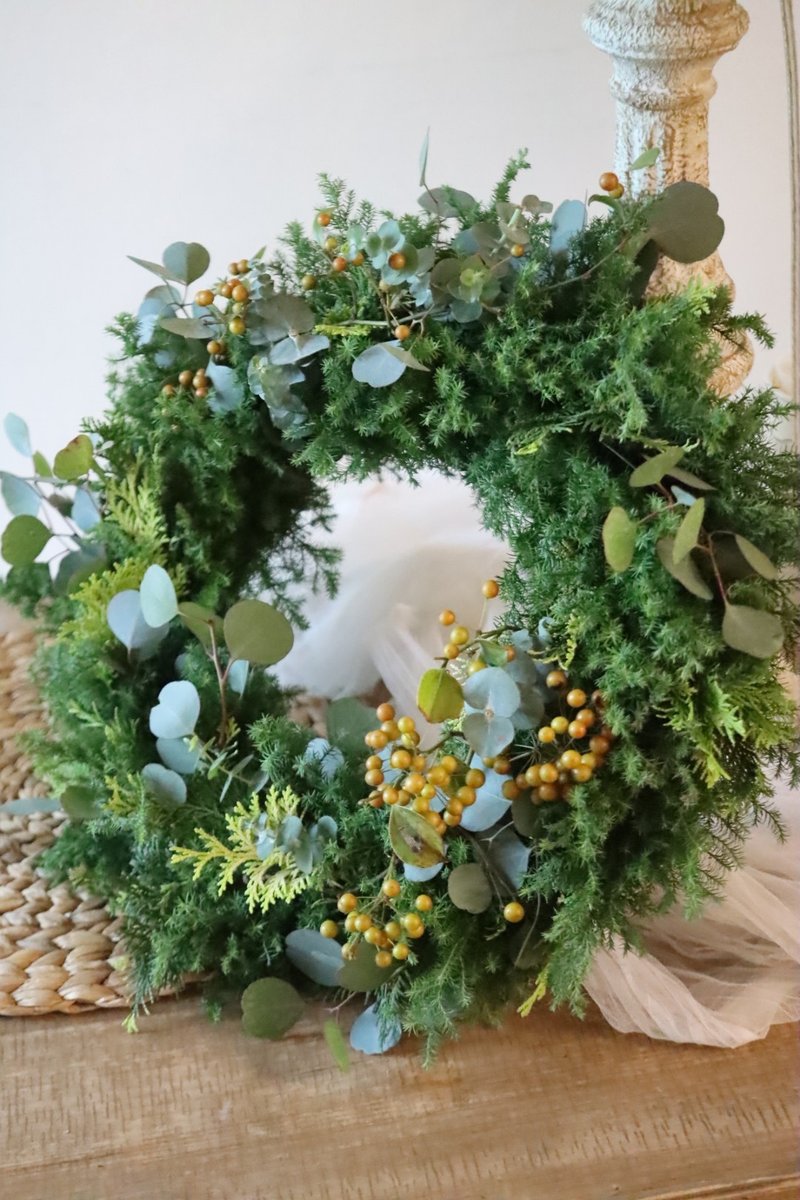 Christmas Course_Forest Green Wreath_Fresh Cedar Christmas Wreath Course/Taichung Classroom - จัดดอกไม้/ต้นไม้ - พืช/ดอกไม้ 