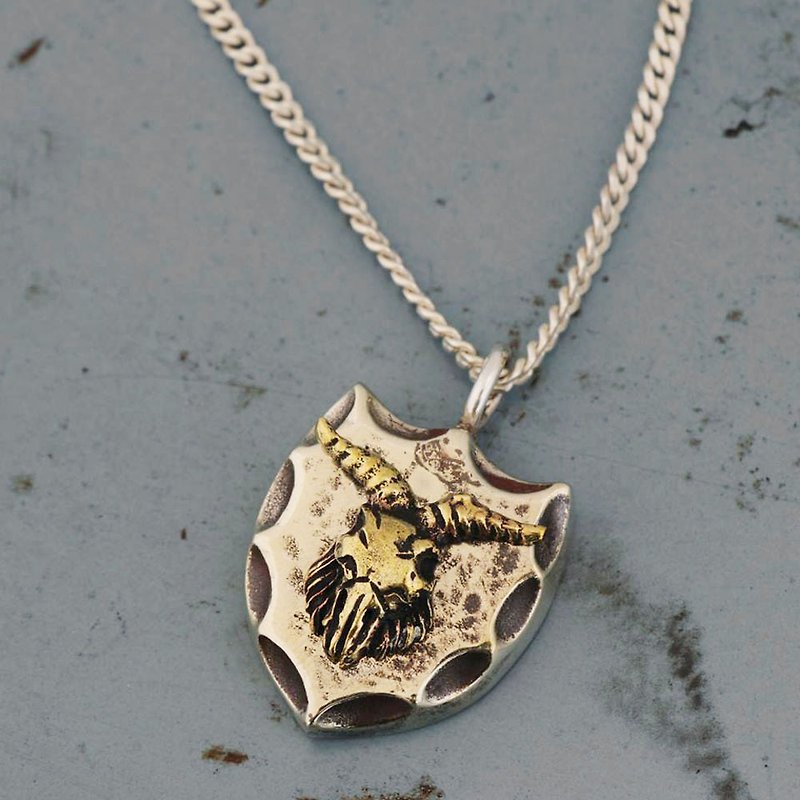 Pendant Necklace Seal of Satan Baphomet Pentagram Sigil Lucifer silver Mexican - Necklaces - Other Metals Silver