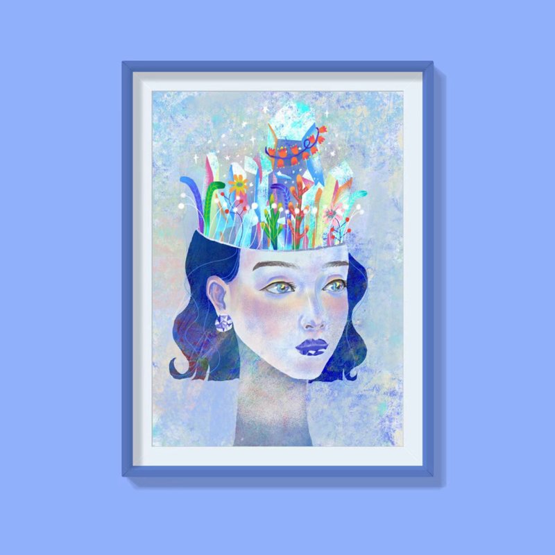 原創插畫孿生 冬 8開藝術微噴裝飾畫 - 電子似顏繪/繪畫/插畫 - 紙 