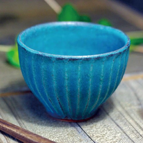 有種創意 日本食器 日本職人手作 - 青綠燻刻紋茶杯