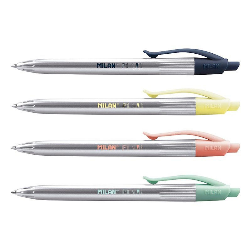 MILAN P1 SILVER ball pen (blue) _1.0mm (4 colors available for penholder) - Ballpoint & Gel Pens - Plastic Multicolor