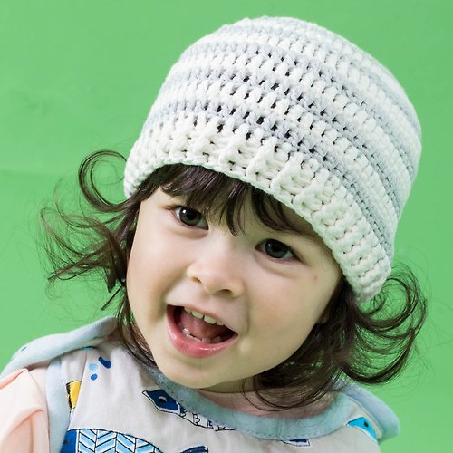 Cutie Bella 美好生活精品館 Cutie Bella手工編織帽Stripe-Cream/Gray