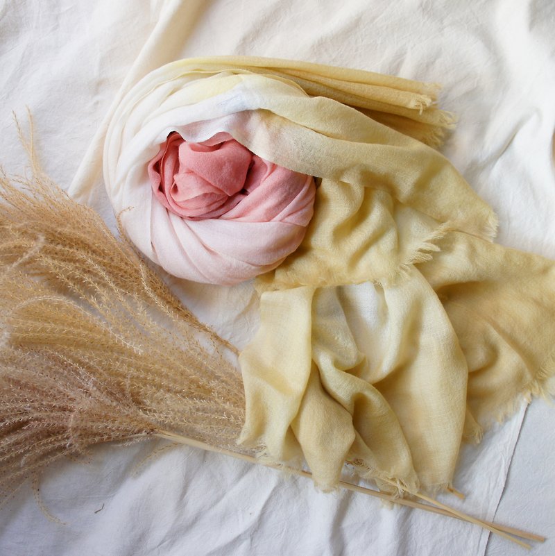 植物染cashmere羊絨圍巾－秋季色01 - 圍巾/披肩 - 羊毛 多色
