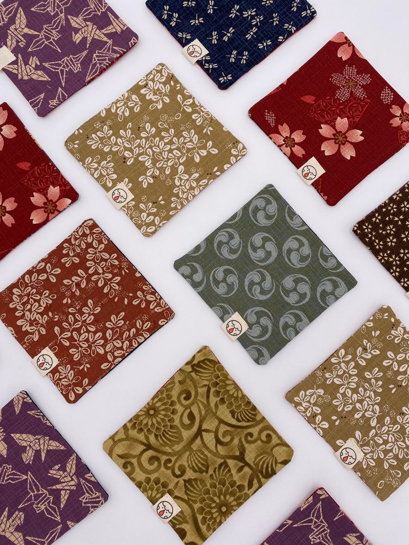 Two-color Japanese ancient cloth coaster four-piece group without color selection - Other - Cotton & Hemp Multicolor