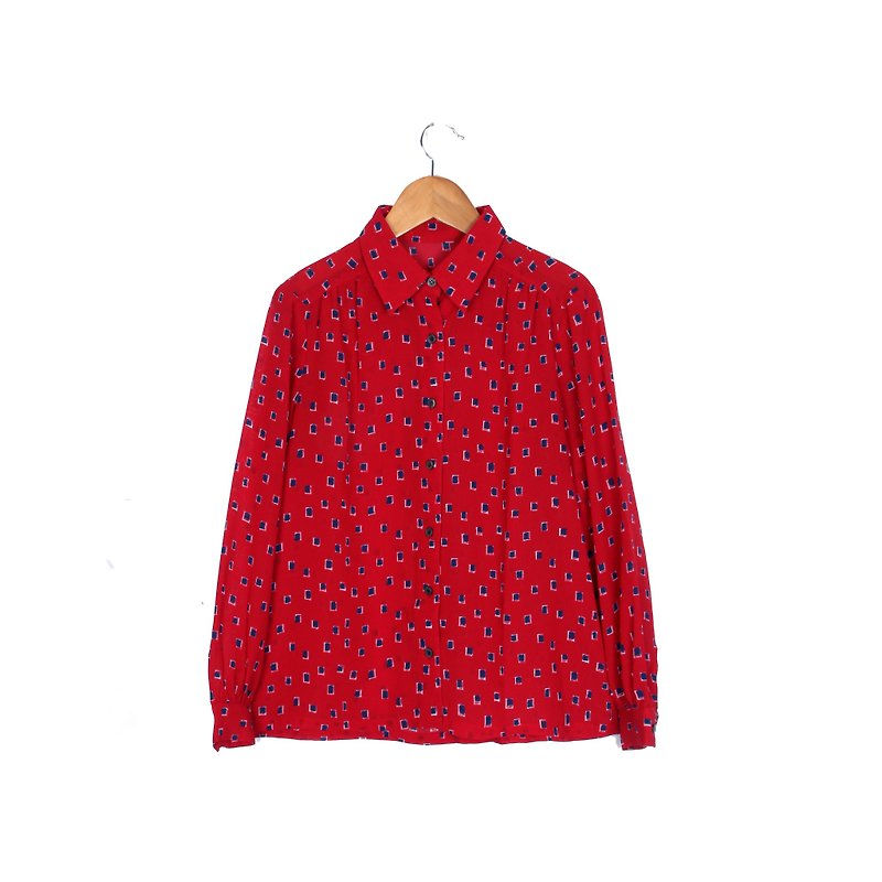 [Egg plant ancient] bright red tomato printing ancient shirt - Women's Shirts - Polyester Red