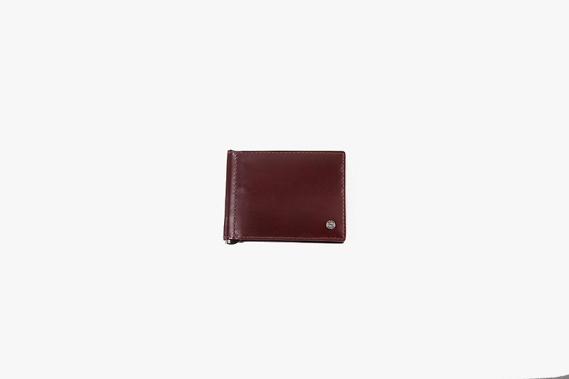 Clip Wallet / Money Clip / Leather / Card Case / Reddish Brown - กระเป๋าสตางค์ - หนังแท้ สีนำ้ตาล