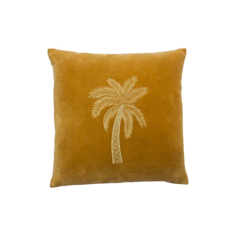 À la Collection hand-embroidered palm flannel throw pillow - Pillows & Cushions - Other Man-Made Fibers 