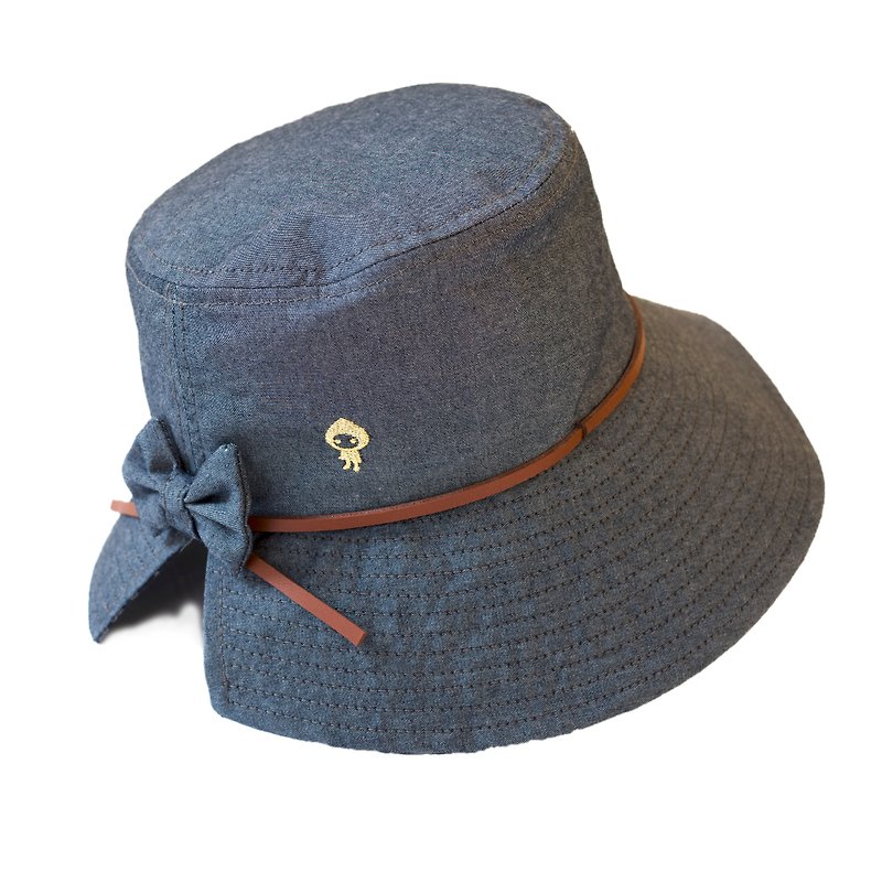 Butterfly hat: big hat along the sun hat a small sense of color (gray black) - หมวก - ผ้าฝ้าย/ผ้าลินิน สีเทา
