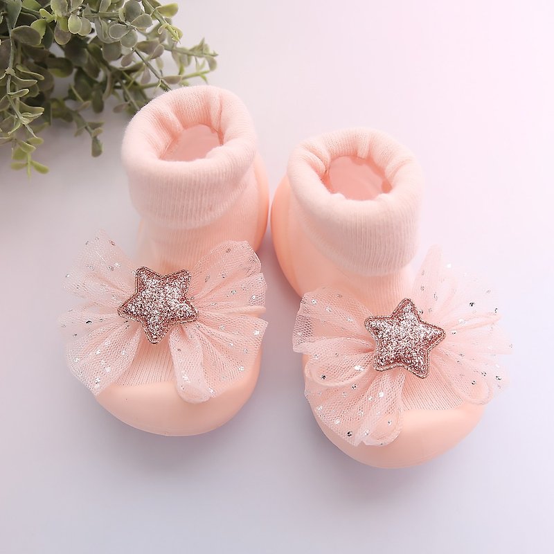 Korean Ggomoosin Toddler Socks and Shoes - Sparkling Pink Star - Baby Shoes - Cotton & Hemp 