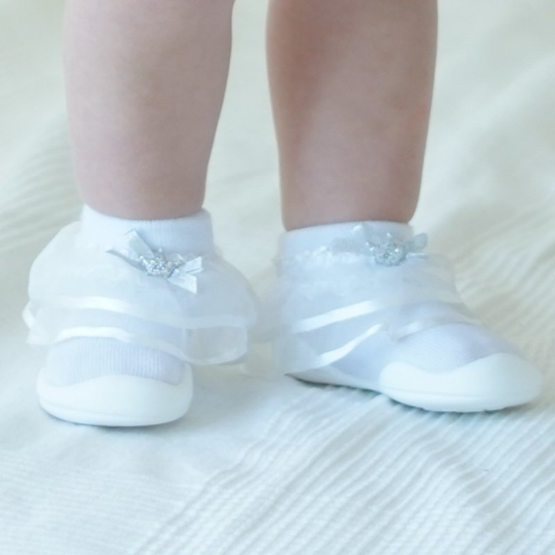 Korean Ggomoosin toddler socks and shoes - chiffon white lace - Baby Shoes - Cotton & Hemp 