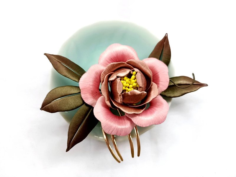 Pink Antique Style Lily Silk Flower Hairpin Handmade Head Accessories - Hair Accessories - Thread Pink