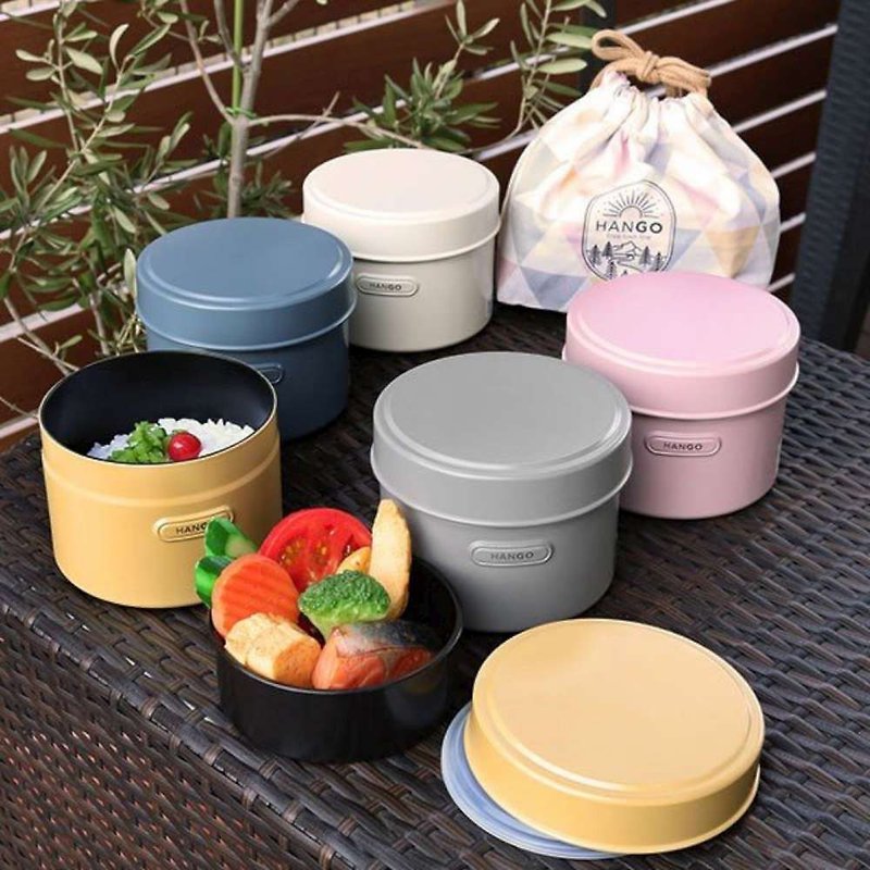 Japan TAKENAKA Japan-made HANGO series round microwaveable double-layer fresh-keeping box 600ml-grey - Lunch Boxes - Other Materials Gray
