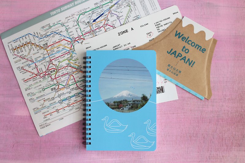 Fuji Swan boat / coil notebook - Notebooks & Journals - Paper Blue