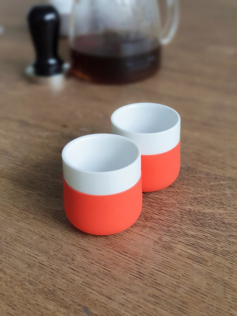 TRIVOC espresso cups陶瓷矽膠對杯組(橘) - 杯子 - 瓷 橘色