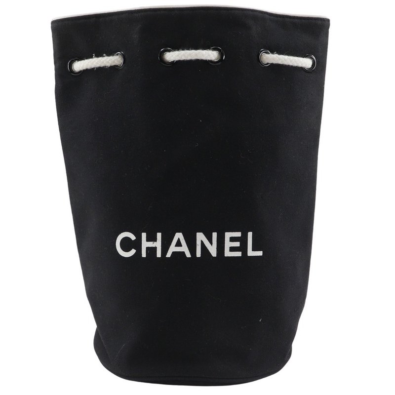 【日本直送】シャネル CHANEL ロゴ 巾着 ショルダーバッグ ノベルティ キャンバス 黒 レディース【中古】 - 側背包/斜背包 - 棉．麻 黑色