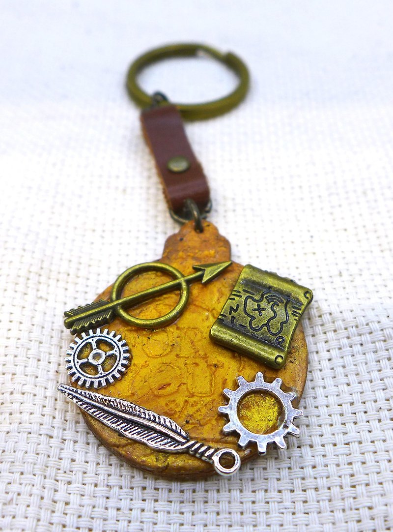 Steam Punk - Personalized Party - Adventure Map - Keychains - Other Metals Brown