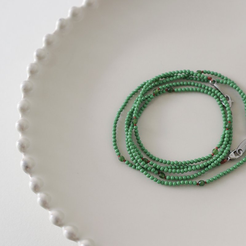 Green Olive String Necklace - 項鍊 - 不鏽鋼 綠色