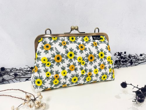 Yellow flowers clasp frame bag/with chain/ cosmetic bag - Shop Wahr  Messenger Bags & Sling Bags - Pinkoi