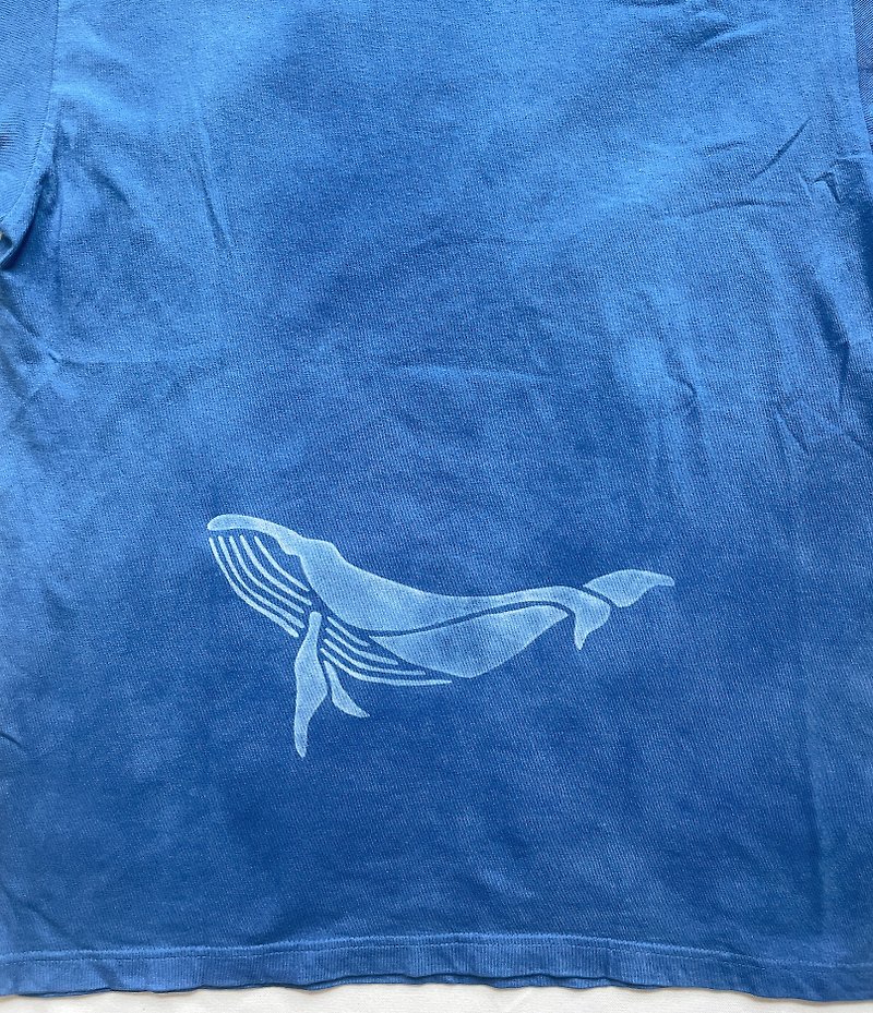 Aizome JAPANBLUE 藍染 平和のためのアロハ! ALOHA for PEACE 鯨 Whale - Tシャツ - コットン・麻 ブルー