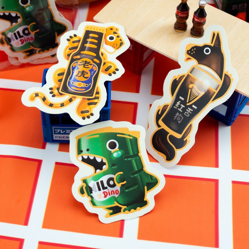 新加坡咖啡店貼紙包・第二季 - 防水啞面貼紙 - 貼紙 - 其他材質 藍色