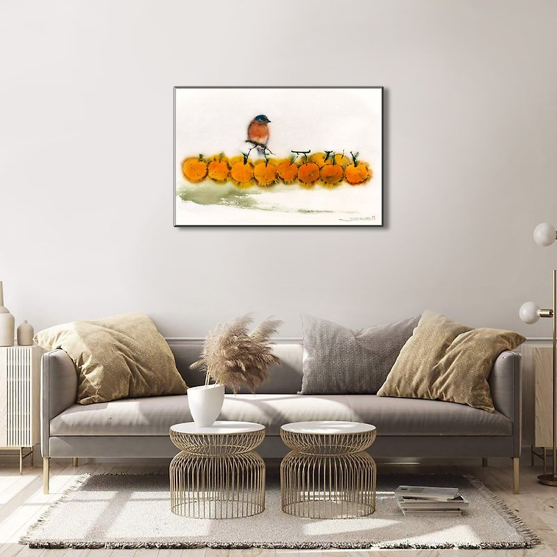 【Limited Edition】โชคดี, ภาพพิมพ์, นกกางเขน, ของขวัญขึ้นบ้านใหม่, ศิลปิน Sun Lin - โปสเตอร์ - วัสดุอื่นๆ สีส้ม