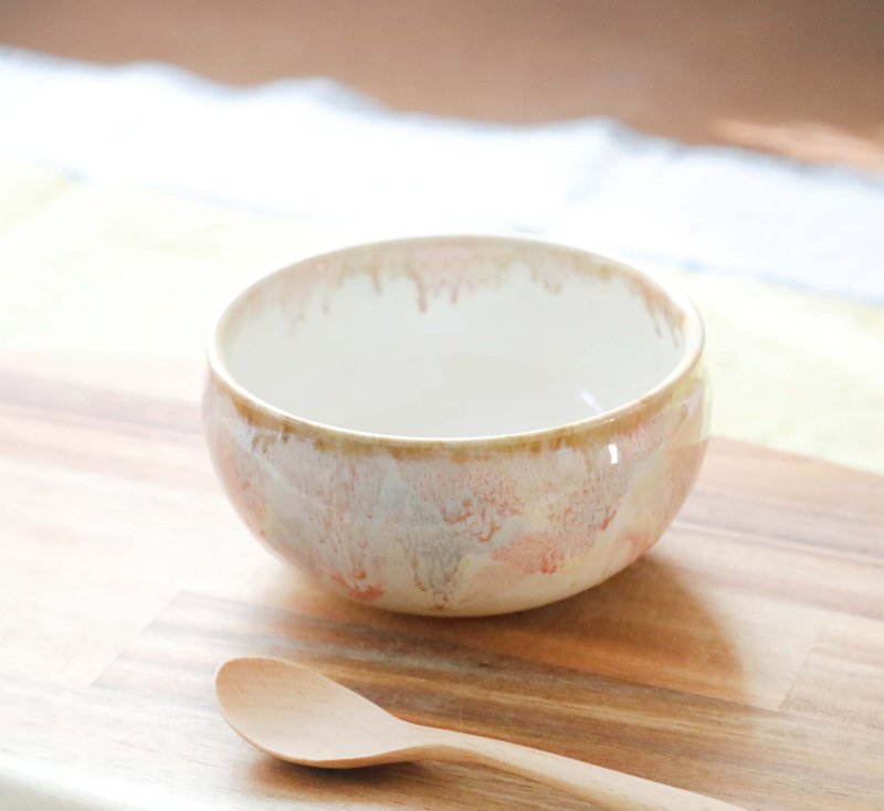 白釉と秋色模様のボウル - 碗 - 陶 紅色