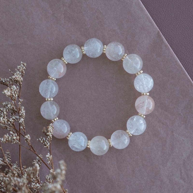 Rabbit Hair Rutilated Quartz genuine gemstones stretch bracelet gift for her - Bracelets - Crystal White