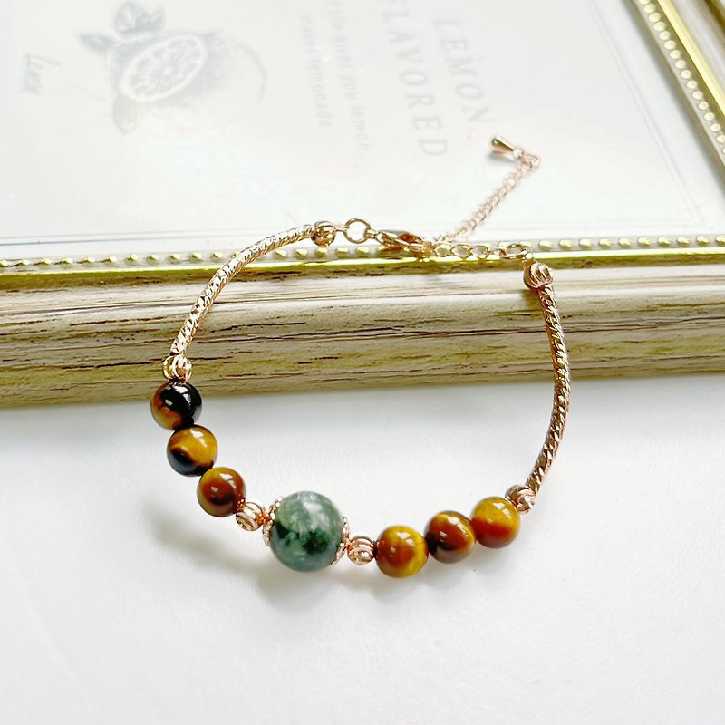 Natural Stone Crystal Bracelet - สร้อยข้อมือ - คริสตัล สีทอง