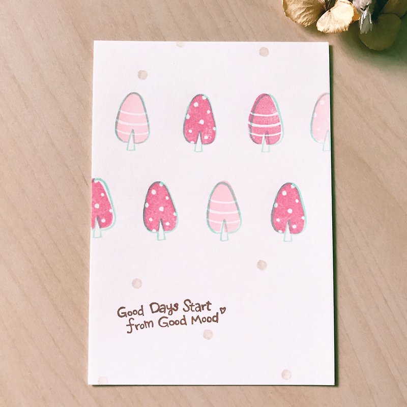 *Miss L handmade postcard* Good days start from good mood - Cards & Postcards - Paper White