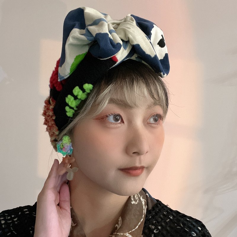 個性普普風拼接寬版鋁線髮帶 - 髮夾/髮圈 - 棉．麻 多色