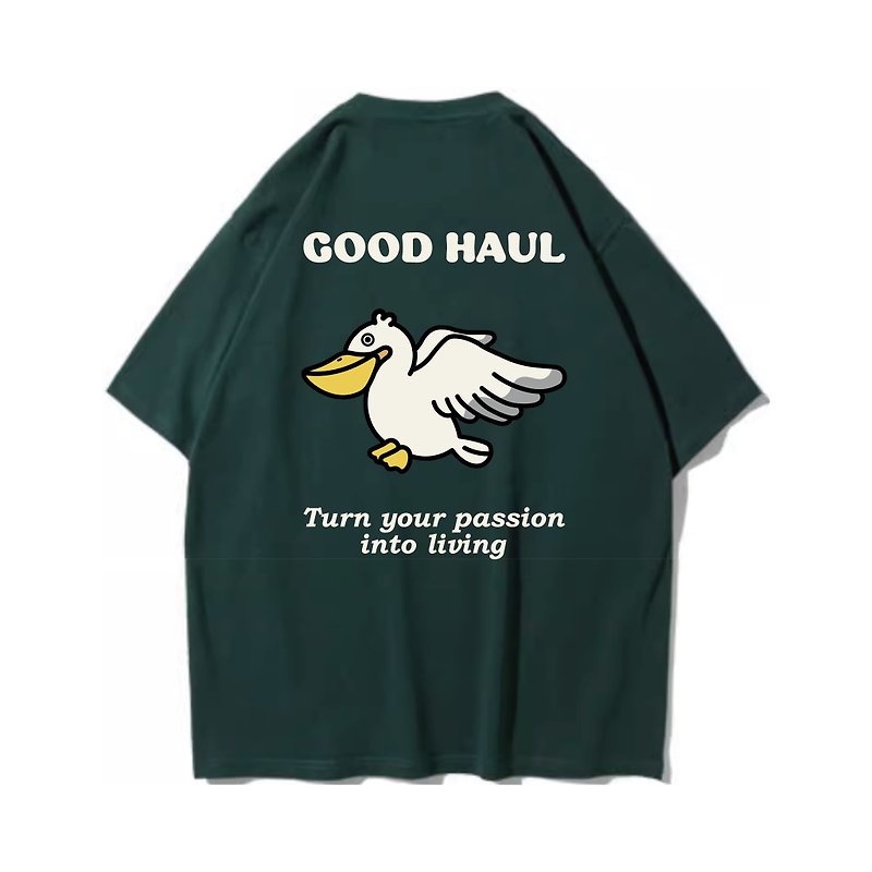 Pelican short-sleeved T-shirt 7 colors for men and women, heavy retro fishing club (men) - เสื้อยืดผู้ชาย - ผ้าฝ้าย/ผ้าลินิน สีดำ