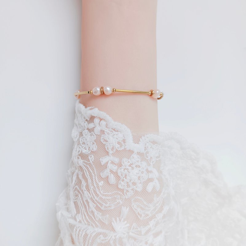 [Condensation] Freshwater pearl bracelet/pink pearl/wedding bracelet/low-key luxury/Japanese silk thread - สร้อยข้อมือ - ไข่มุก สึชมพู