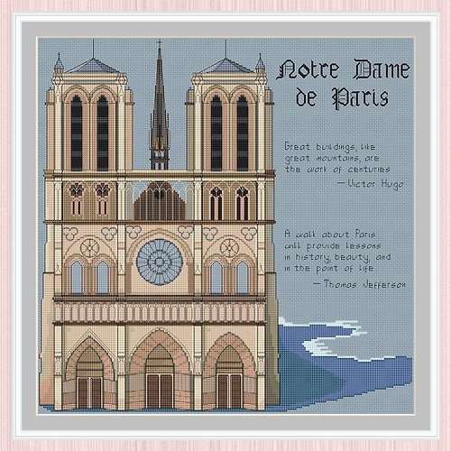 LarisaStitch Notre Dame Cross Stitch Pattern | Notre-Dame de Paris | Catholic Cathedral |