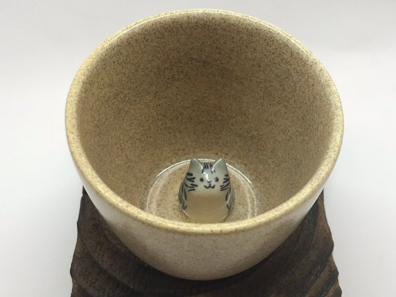 Animal bath cup - tabby cat - แก้ว - ดินเผา หลากหลายสี