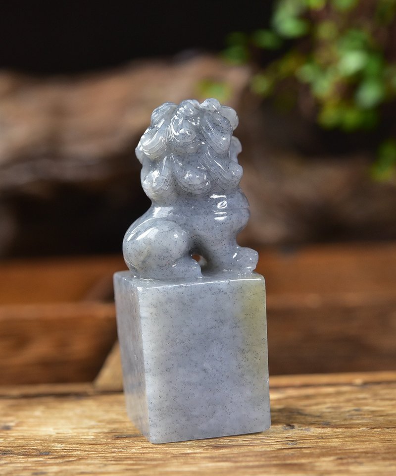 精品 天然和田玉青花籽料印章 擺件 - 其他 - 玉石 