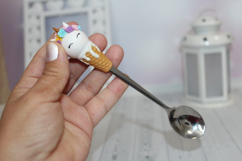 Spoon cute unicorn, ice cream unicorn, birthday gift ideas - Cutlery & Flatware - Other Materials Blue