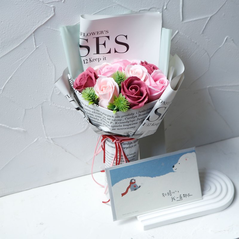 懷特款玫瑰香皂花束禮盒 婚禮 好友贈禮 派對 - 乾花/永生花 - 紙 粉紅色