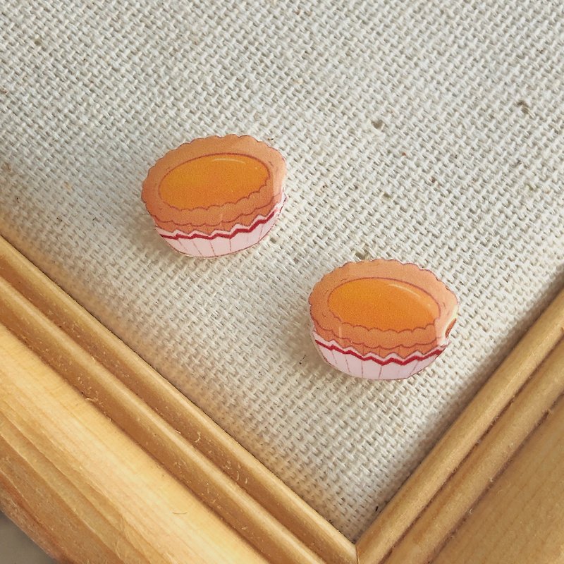 HKPaletteEarring - Egg tart (earrings) - Earrings & Clip-ons - Resin Yellow