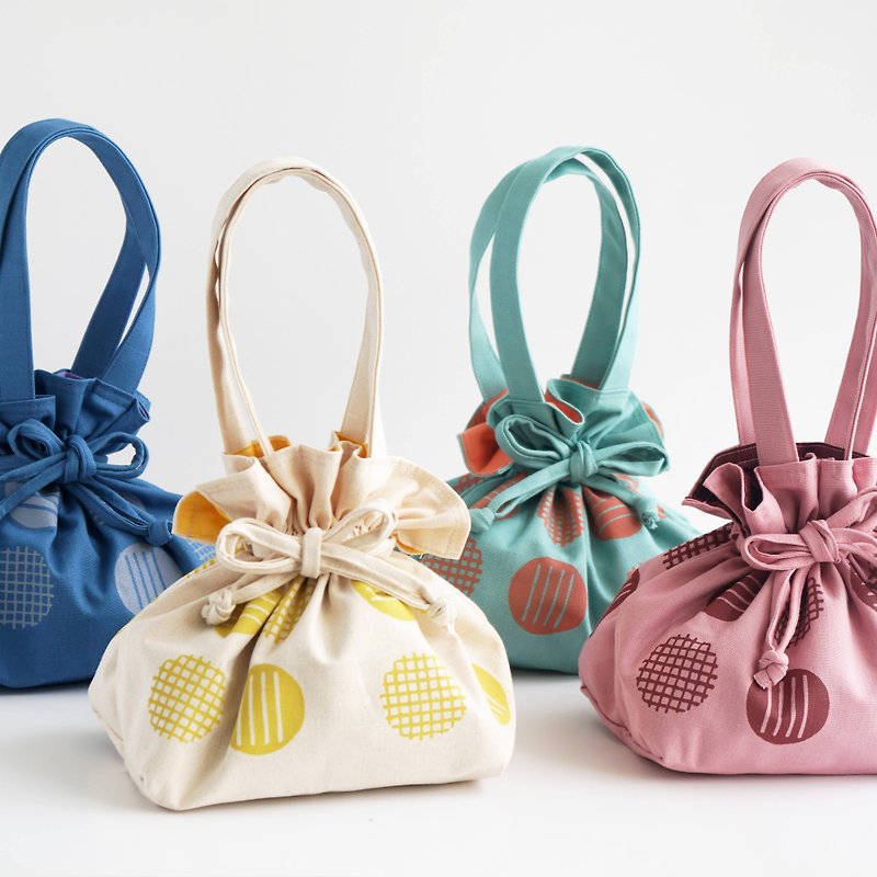 Drawstring Top Handle Handbag / Screen Printing bag - Circlemesh Collection - Other - Cotton & Hemp Multicolor