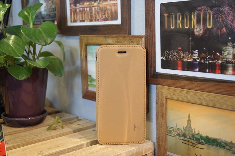 Optima iPhone 7 Plus 側掀站立型皮套 真皮系列 卡其 - 其他 - 真皮 卡其色