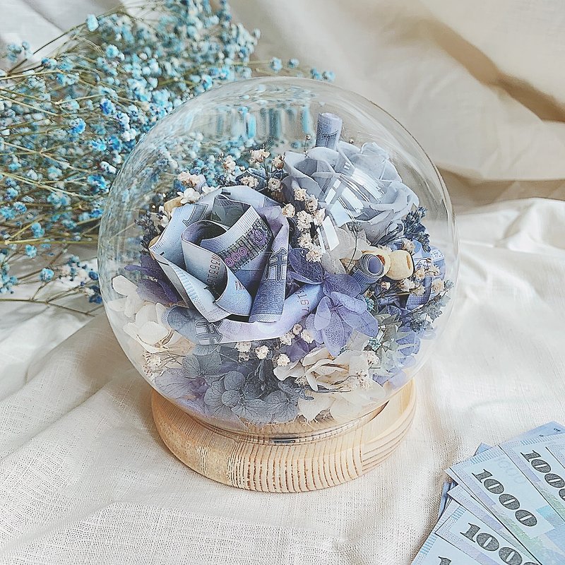仟元玫瑰乾燥花玻璃盅 | 創意設計 真鈔版 情人節禮物 母親節禮物