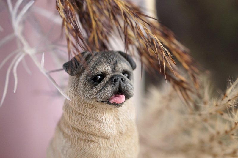 Custom made sculpture Pug. Miniature figurine of your Dog made in polymer clay - 其他 - 其他材質 