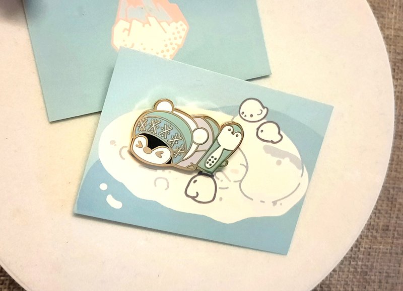 Won't Give Up 2 Snowboard Little Penguin Pin - Brooches - Other Metals 