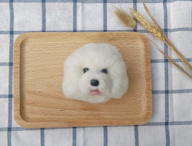 Needle Felt Pet Dog White Bichon Head (Custom-made) - อื่นๆ - ขนแกะ ขาว