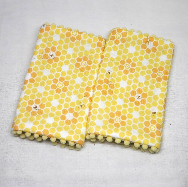 Japanese Handmade 8-layer-gauze droop sucking pads - 圍兜/口水巾 - 棉．麻 黃色
