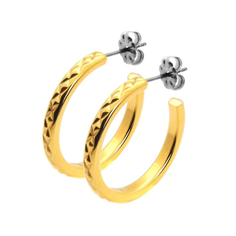 純鈦耳環 格緻星光-細版-金色 不過敏耳環 (可混搭)贈鈦貼兩入 - 耳環/耳夾 - 其他金屬 金色