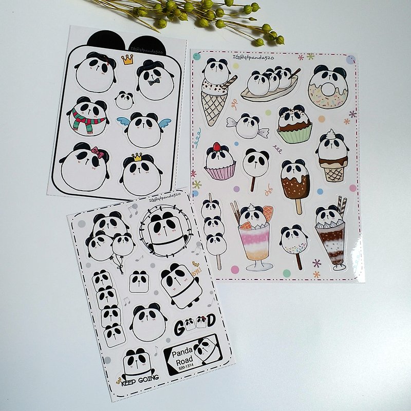 【Cute Panda Sticker】Waterproof Sticker| Discount Pack| 3pcs - สติกเกอร์ - กระดาษ ขาว