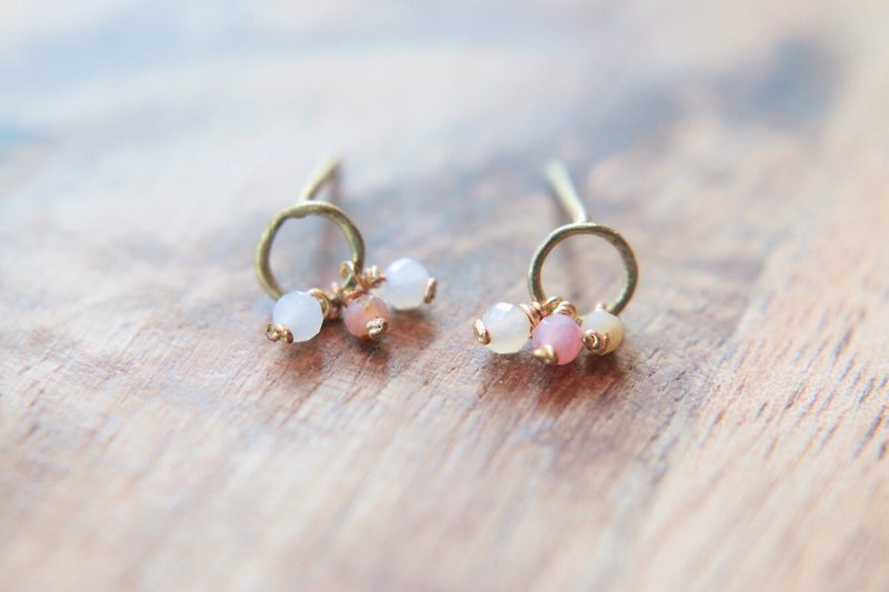 Opal Bronze Earrings 1175-In Love - Earrings & Clip-ons - Gemstone Pink