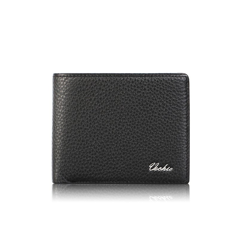 [Free upgrade gift packaging] Yili 9 card center flip transparent window wallet - black/VE047W004B - Wallets - Genuine Leather Black