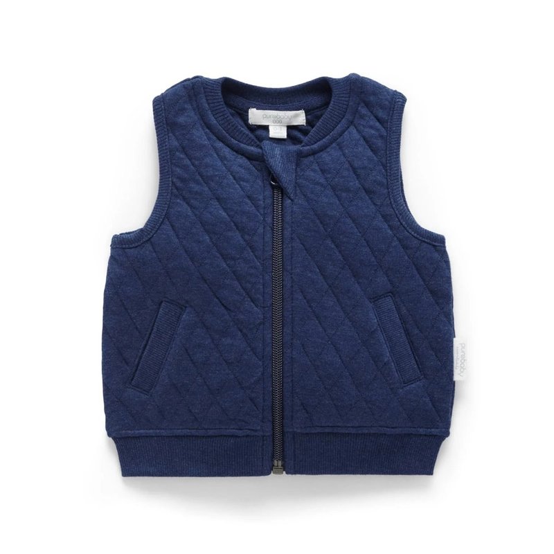 Australian Purebaby organic cotton infant and toddler cotton vest 6M~4T dark blue - เสื้อยืด - ผ้าฝ้าย/ผ้าลินิน 